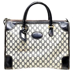 GUCCI GG SUPREME Navy Rolled Handle Doctors Work Travel Bag w Dust Bag COA